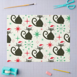 Papel De Seda Christmas Mid Century Retro Atomic Cats 
