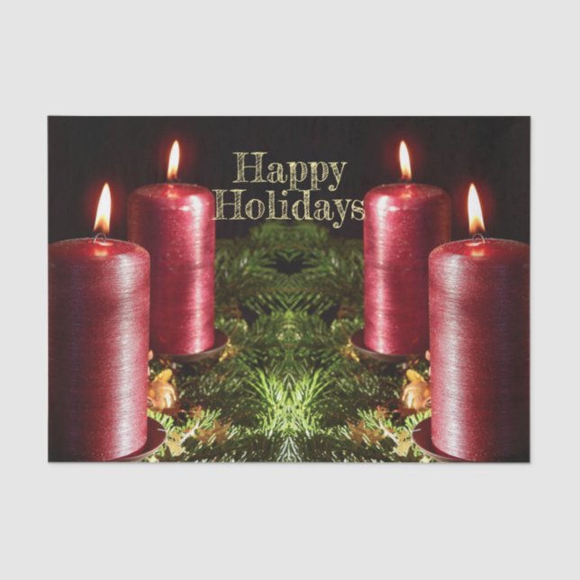 Papel De Seda Christmas Party Red Candles Winter Holidays (Frente )