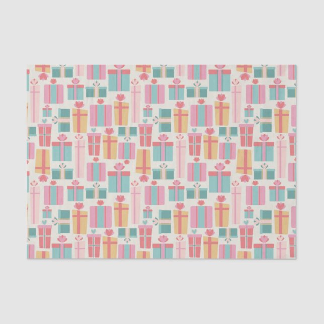 Papel De Seda Christmas Present Abstract Pattern Pastel Colors (Frente )
