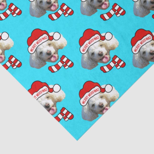Papel De Seda Christmas Santa Dog Custom Photo Pattern (Detalhes)