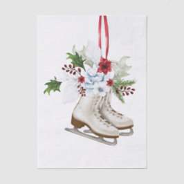 Papel De Seda Christmas skating shoes with flowers and leaves