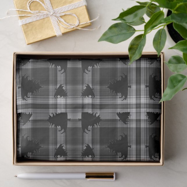 Papel De Seda Christmas Trees Black Plaid (Presente)
