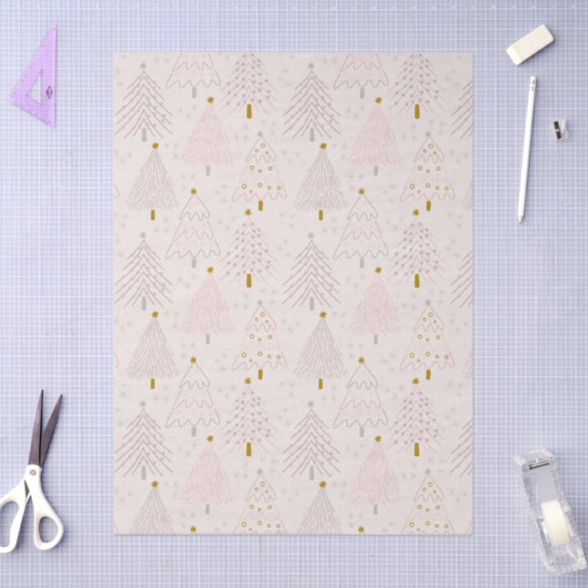 Papel De Seda Christmas Trees Pink (Arte )