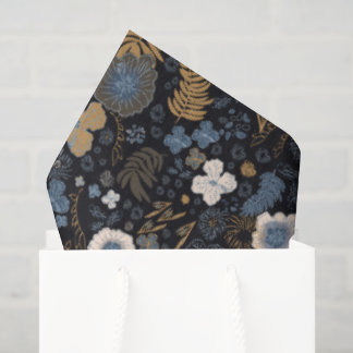 Papel De Seda Christmas Tropical Coastal Blue Hibiscus Floral 