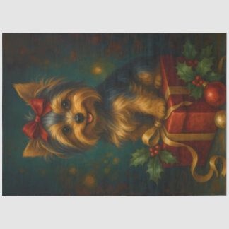 Papel De Seda Christmas Yorkie on Gift Decoupage