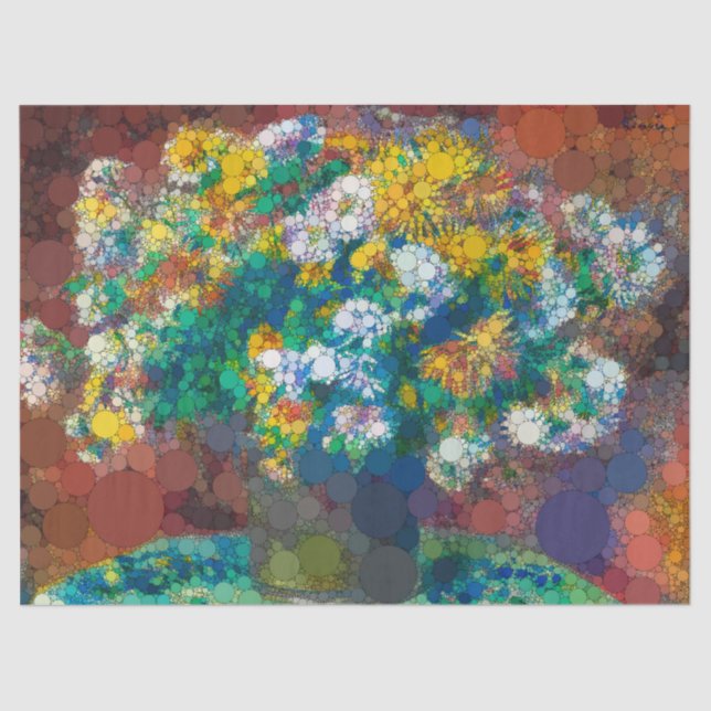 Papel De Seda Chrysanthemums por After Pierre-Auguste Renoir (Frente )