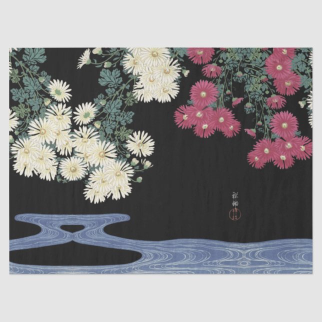 Papel De Seda Chrysanthemums,Runwater,Japonês Floral (Frente )