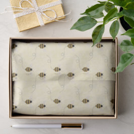 Papel De Seda Chuva de Bebê Abelhas Preto Amarelo Dourado