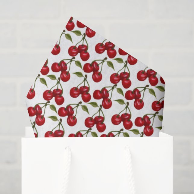 Papel De Seda Chuva de bebê de padrão de cereja xadrez fofa  (Sacola de presentes)