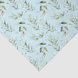 Papel De Seda Chuva de Bebê Menino Folhagem Verde Azul Claro