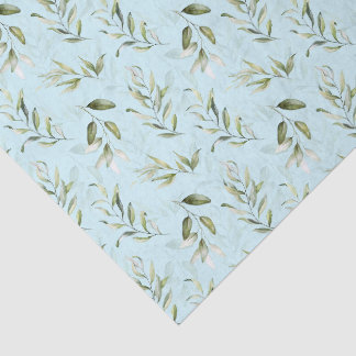 Papel De Seda Chuva de Bebê Menino Folhagem Verde Azul Claro