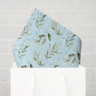 Papel De Seda Chuva de Bebê Menino Folhagem Verde Azul Claro