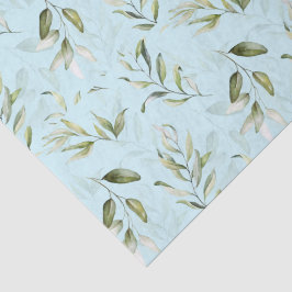 Papel De Seda Chuva de Bebê Menino Folhagem Verde Azul Claro