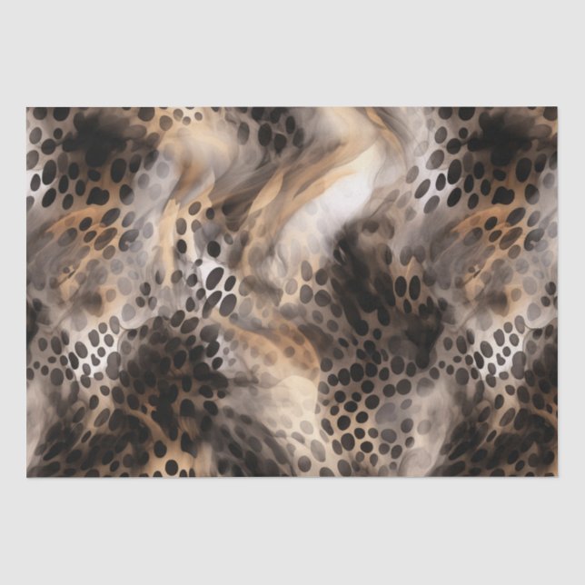 Papel De Seda Chuva de Noiva Animal Leopardo Creme Preto (Frente )