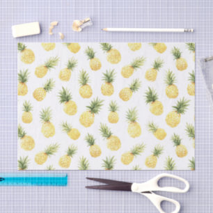 Papel De Seda Chuva de Noiva de Abacaxis Amarelos Tropicais