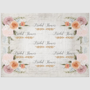 Papel De Seda Chuva de Noiva em Floral Aquarela com Letra
