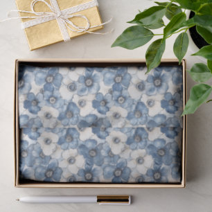 Papel De Seda Chuva de Noiva em Jeans Azul Branco com Flores