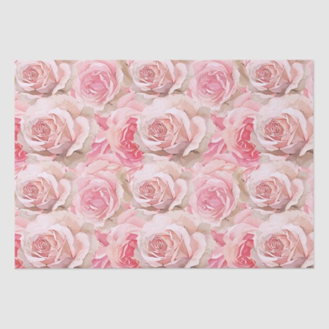 Papel De Seda Chuva de Noiva Floral de Rosas Rosa Romântica (Frente )