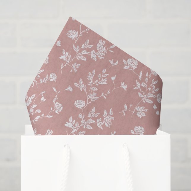 Papel De Seda Chuva de Noiva Flores Rosa Branco (Sacola de presentes)