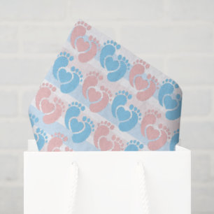Papel De Seda Chuva de Pés Rosa Azul Listrado Doula Baby Shower