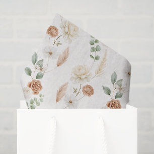 Papel De Seda Chuva Nupcial Boêmia Marrom Creme Flores