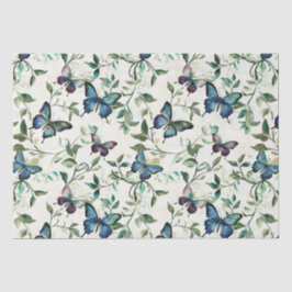 Papel De Seda Chuveiro de Noiva Borboletas Azuis Românticas Chic