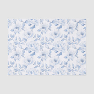 Papel De Seda Chuveiro de Noiva Floral Azul Branco Chic