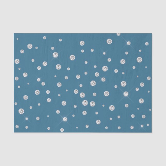 Papel De Seda Chuveiro de Noiva Glam Blue White Diamonds (Frente )