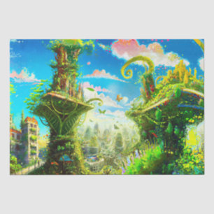 Papel De Seda Cidade Colorida Futurística, Arte Gerada por AI