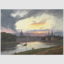Cidade de Dresden no Sunset (paisagem alemã)