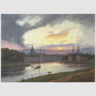 Papel De Seda Cidade de Dresden no Sunset (paisagem alemã)