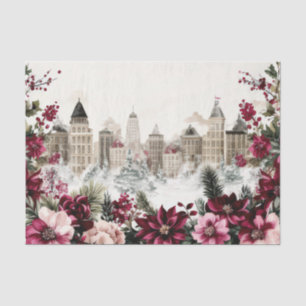 Papel De Seda Cidade de Natal e Flores Coloridas
