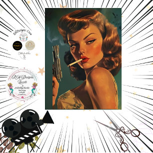 Papel De Seda Cigarro e pistola para Poster vintage de dissociaç