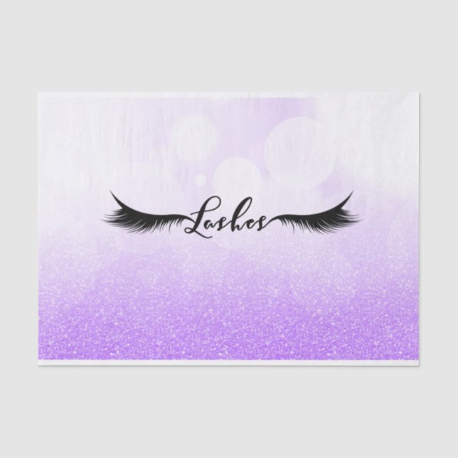 Papel De Seda Cílios Beleza Brilho Roxo Purpurina (Frente )