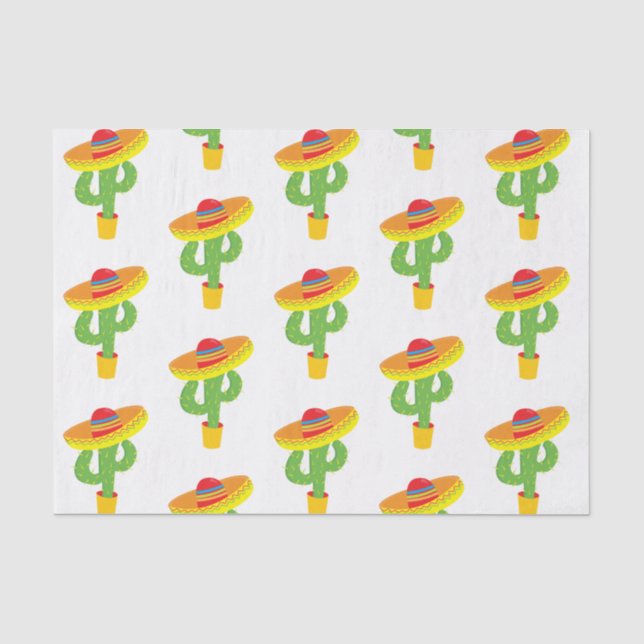 Papel De Seda Cinco De Mayo Sombrero Cactus Festa Mexicana (Frente )
