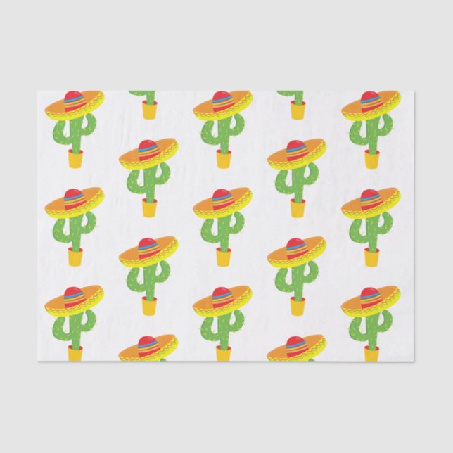 Papel De Seda Cinco De Mayo Sombrero Cactus Mexicano Fiesta (Frente )