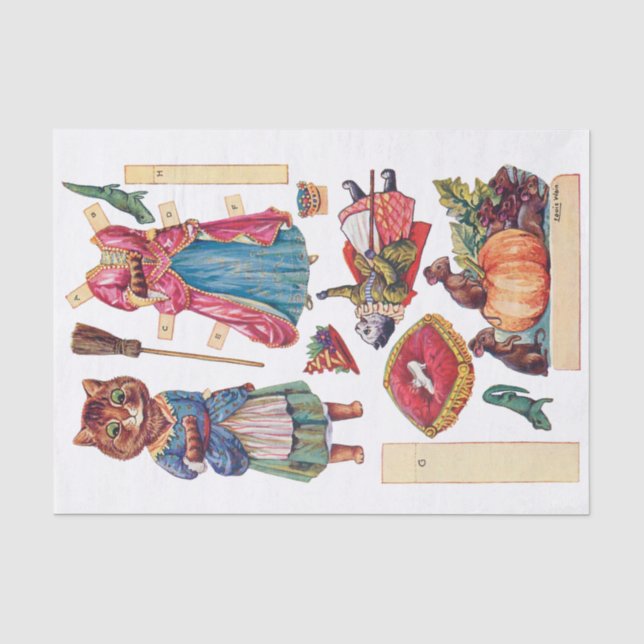 Papel De Seda Cinderela, Boneca de Papel, Louis Wain (Frente )