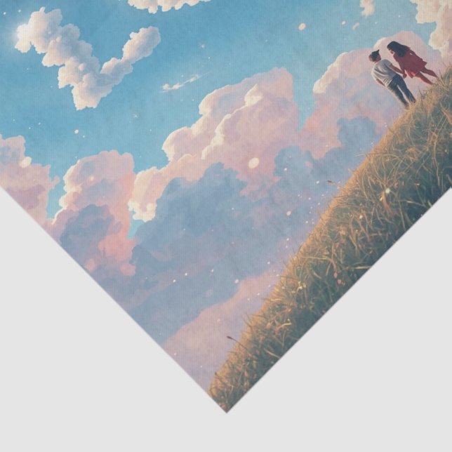 Papel De Seda Cinematic "Love" in the Sky & Couple Sunset Scene (Detalhes)