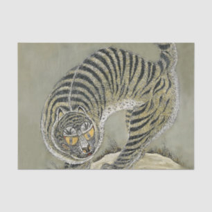 Papel De Seda Cinza Antigo Tigre Minhwa