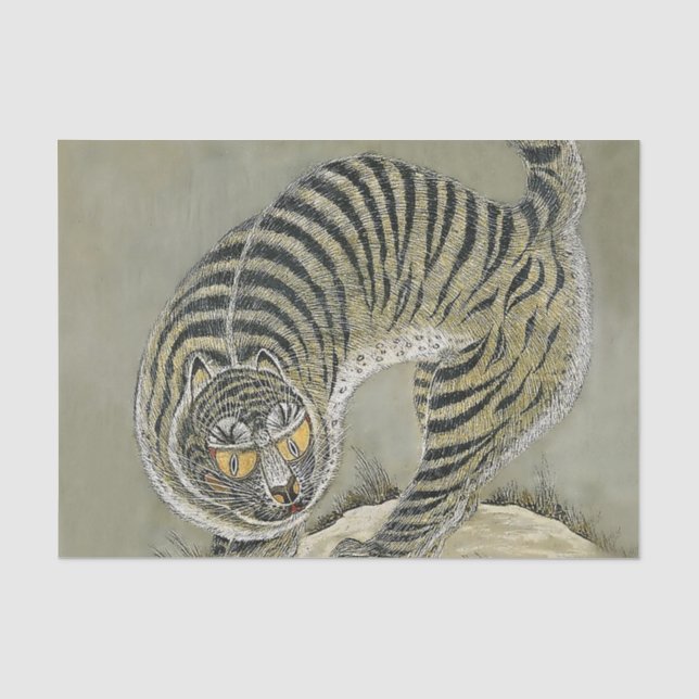 Papel De Seda Cinza Antigo Tigre Minhwa (Frente )