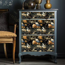 Papel De Seda Cinza Azul Laranja Pálido Aves Vitorianas da Boêmi