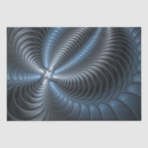 Papel De Seda Cinza Azul Plástico Arte Fractal 3D Abstrato