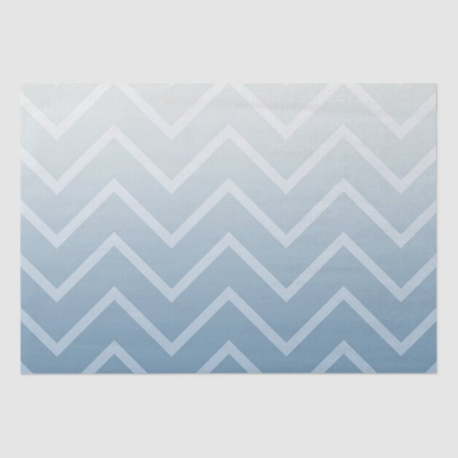 Papel De Seda Cinza Blue Chevron Ombre (Frente )
