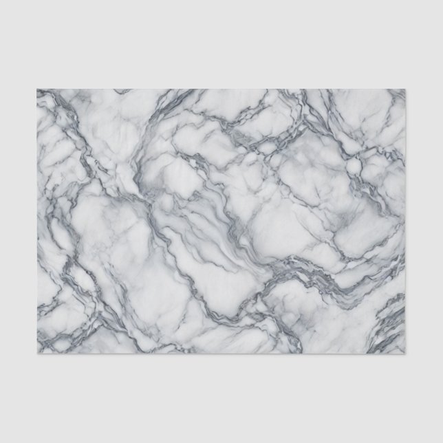 Papel De Seda Cinza Chic e Branco com Aparência de Mármore Glamo (Frente )