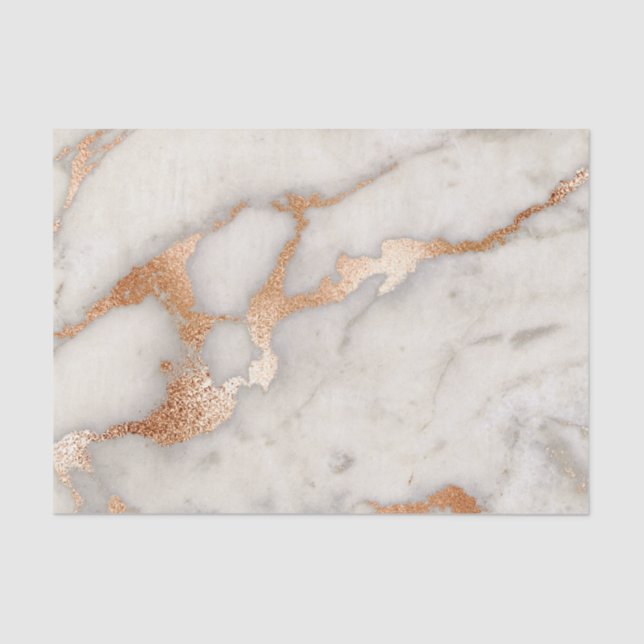 Papel De Seda Cinza de Pêssego de Coral Dourado Marble (Frente )