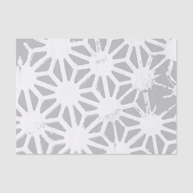 Papel De Seda Cinza e padrão geométrico branco (Frente )
