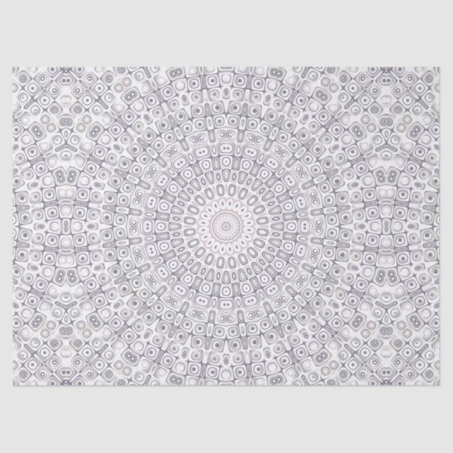 Papel De Seda Cinza e padrão Lilac Mandala (Frente )