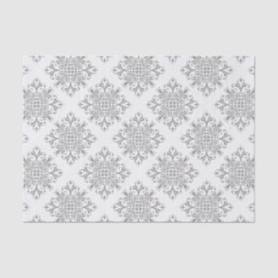 Papel De Seda Cinza elegante no damasco branco