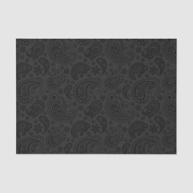 Papel De Seda Cinza Elegante Paisley Black Background 3 (Frente )