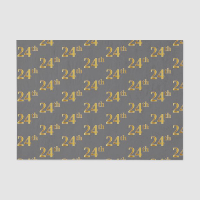 Papel De Seda Cinza, Faux Dourado 24º (24º) Evento (Frente )